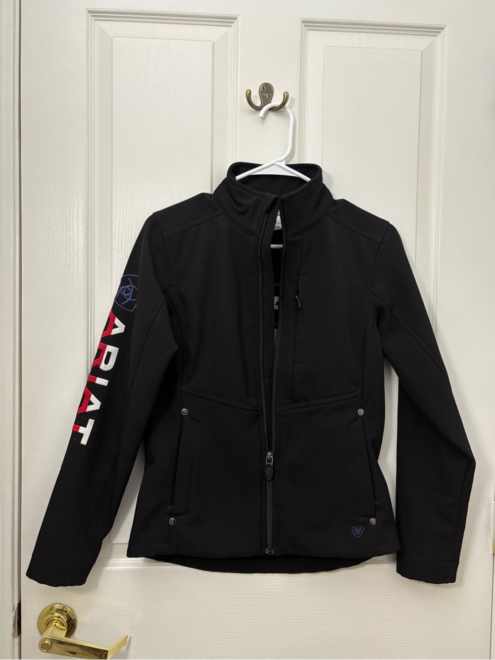 Ariat REAL Women’s XS Black Softshell Jacket Texas Logo Embroidered Western